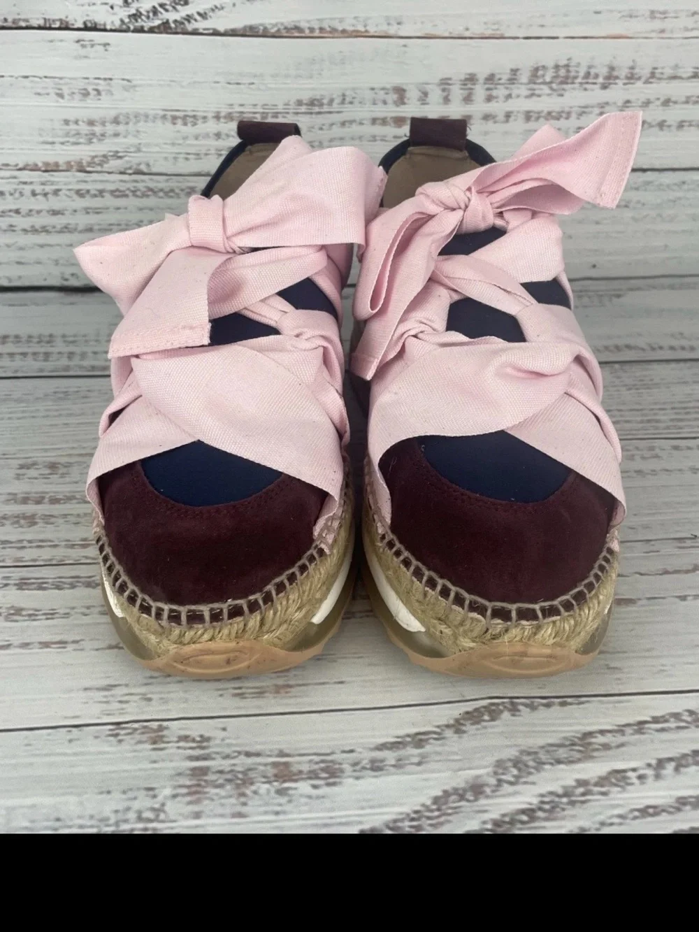 Women’s Platform Espadrille Sneakers with Pink Ribbon Free people champin